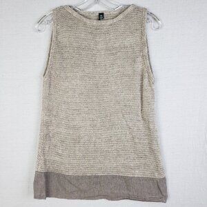 Eleventy Knitted Top 100% Linen Woven Sleeveless Neutral Ivory size S Minimalist